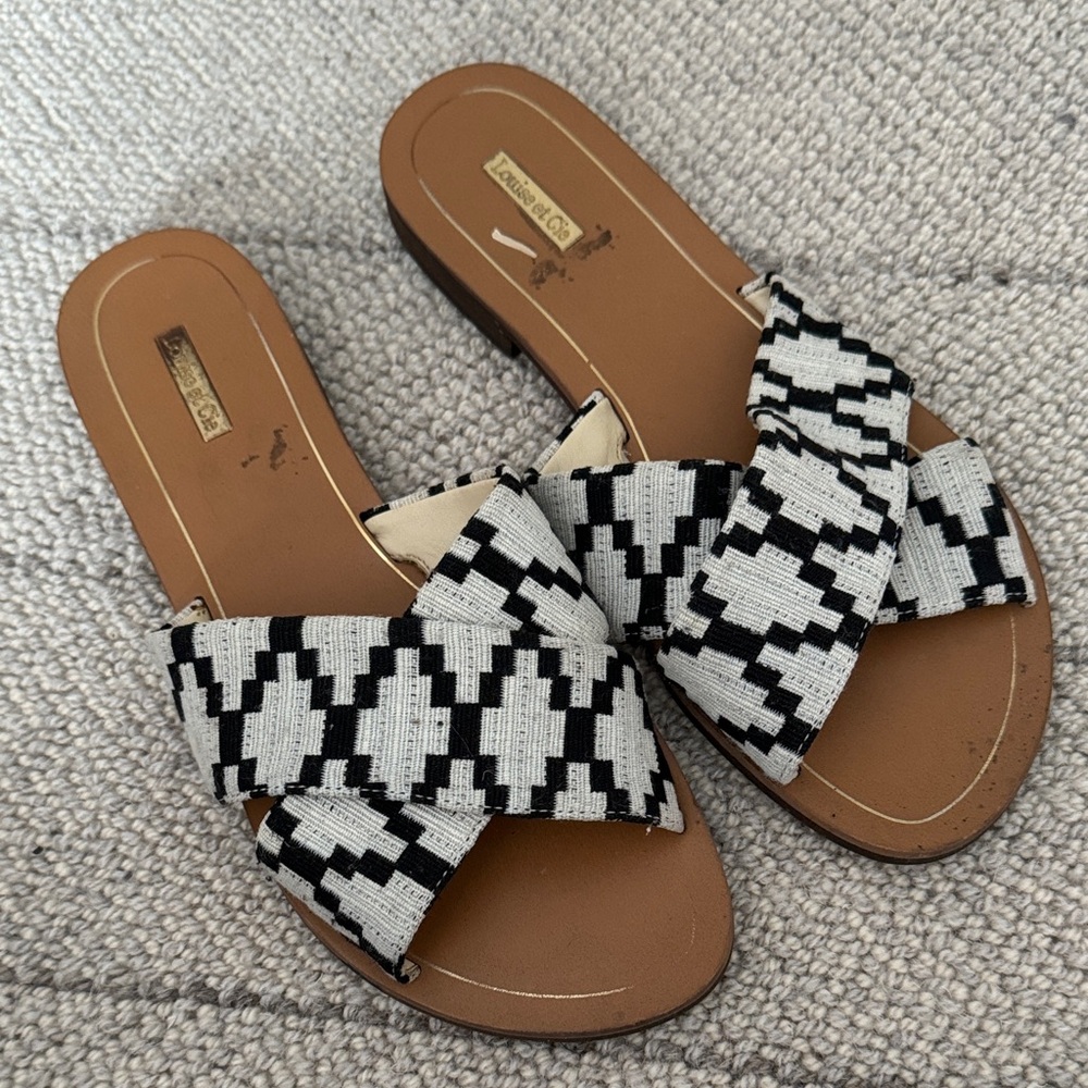 Louise et Cie Black and White Patterned Sandals Womens 6.5